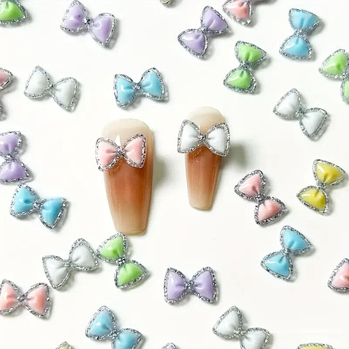 10pcs silvery bow - bow, multicolour