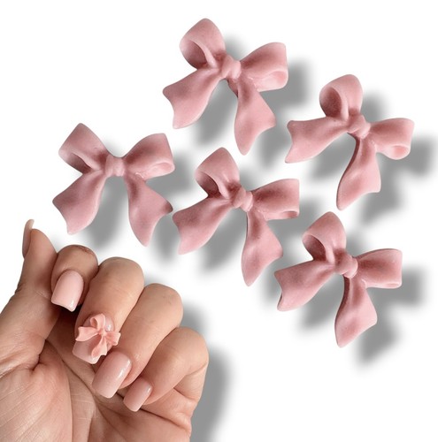 20pcs salmon pink nail bows - 3d,