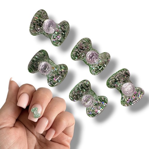 20pcs green diamanté nail - 3d,