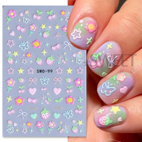 2pcs nail art stickers flowers - art,