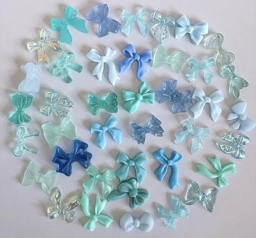 40pcs blue nail bows - 3d,