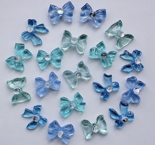 20pcs blue nail bows - blue,