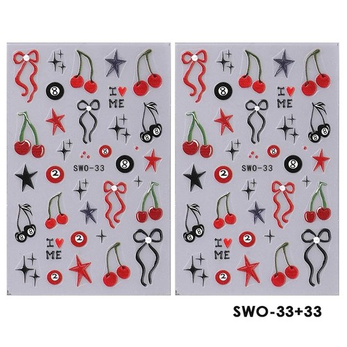 2pcs kawaii nail art stickers - 2pcs,