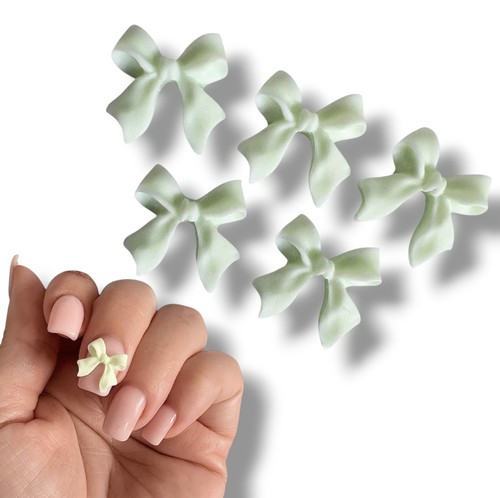 20pcs green nail bows matte - green,