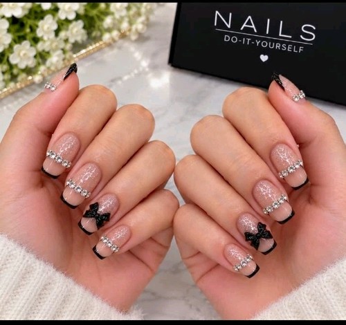 Press nails nude black - nails,