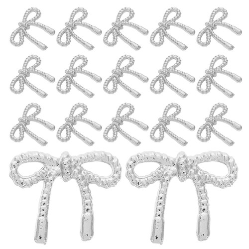 Silver bow nail - silver, 3d