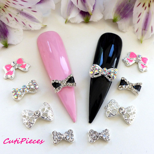Nail art pink black - 3d, &