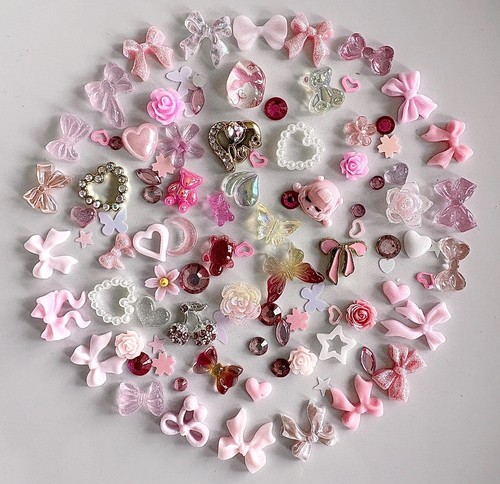 70pcs mixed pink nail bow - mixed,