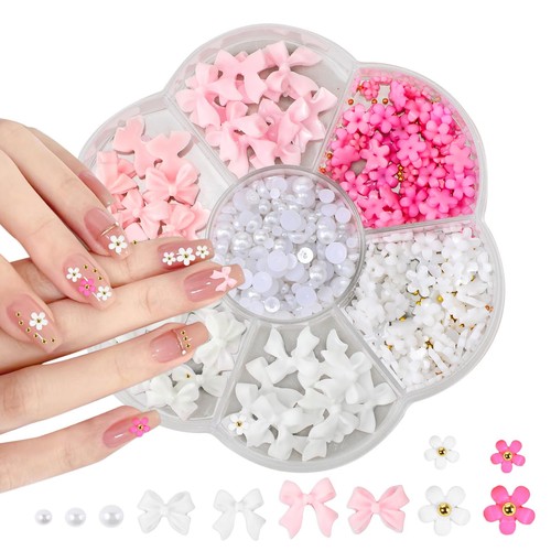 Flower bow manicure kit pink - manicure,