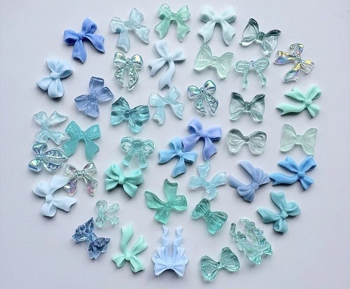 40pcs mixed blue nail bows - blue,