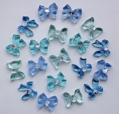 20pcs blue nail - 3d, rhinestone