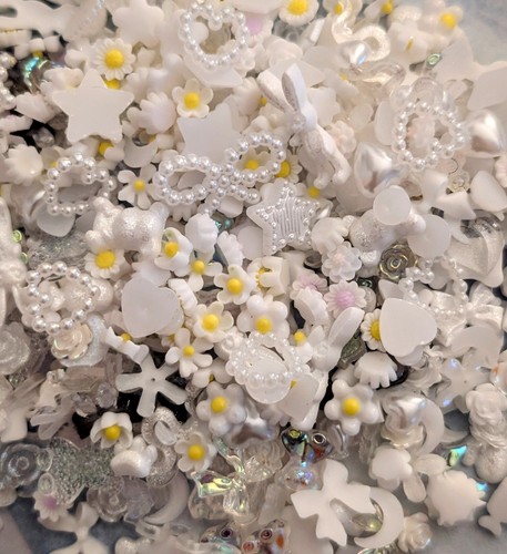 White nail art - , charms